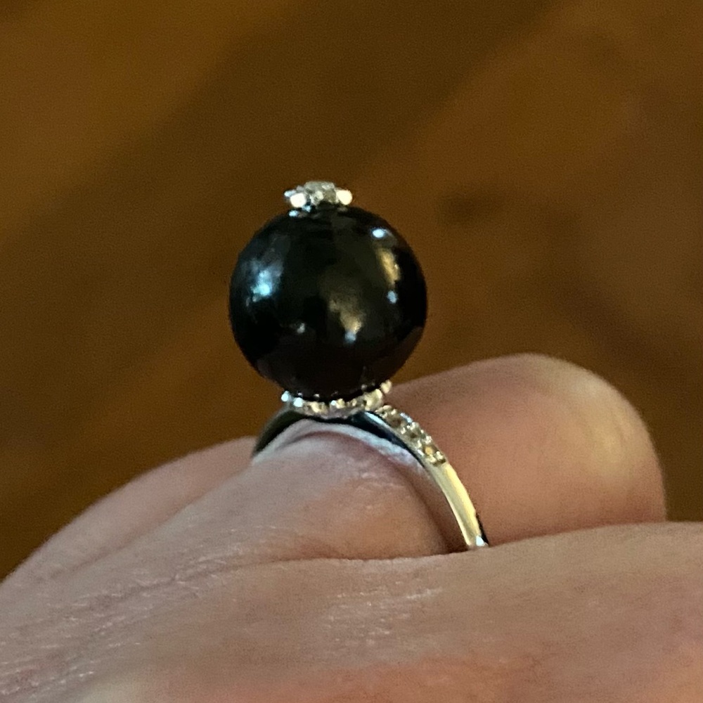NWT Sterling Silver Shungite & White Zircon CELESTIAL Ring - Picture 8 of 12
